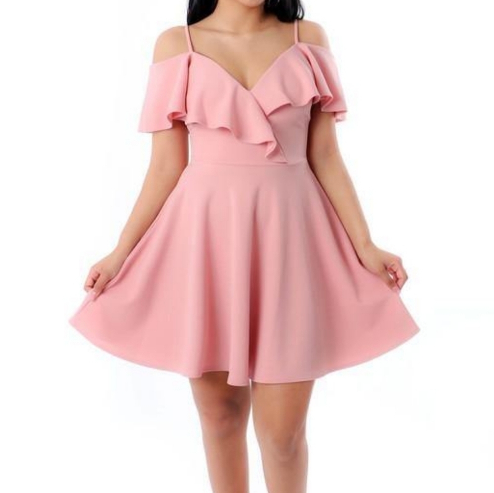Pink Off Shoulder Dress